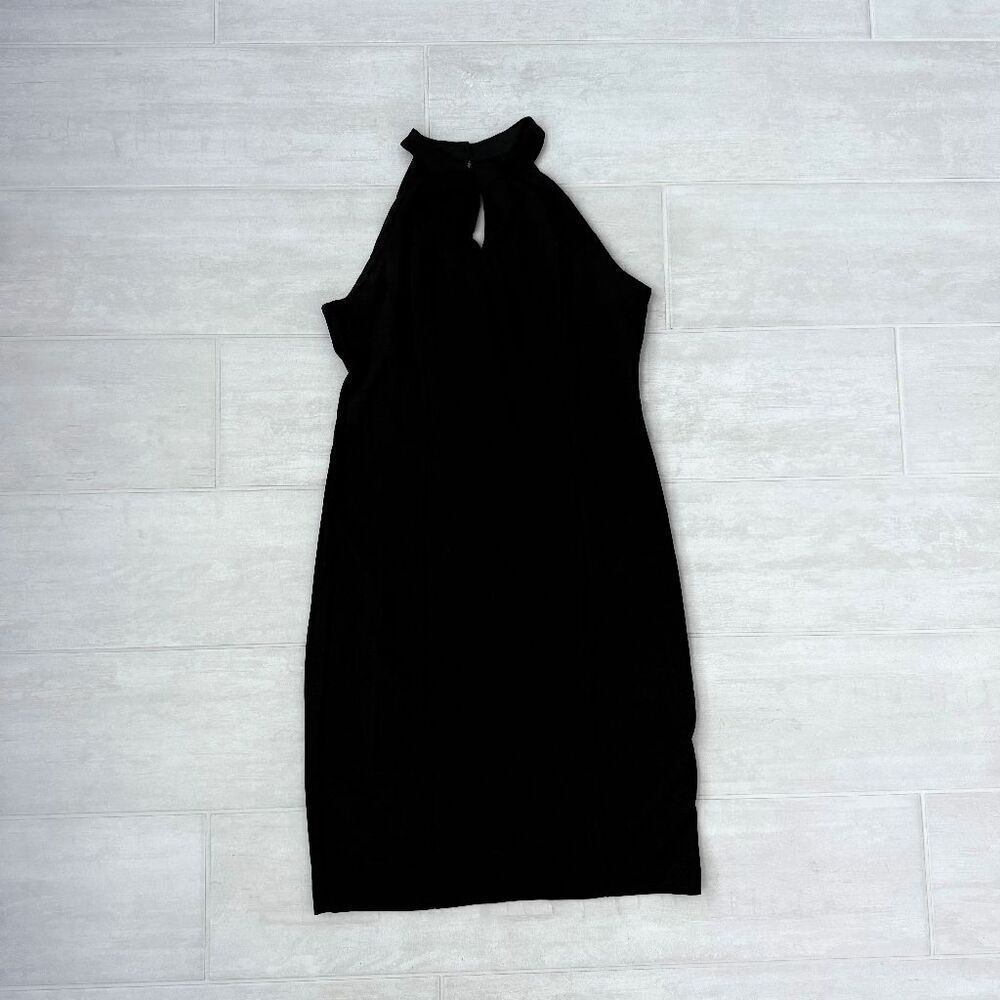 JULIA JORDAN Sheath Halter Midi Dress 8 Black Stretch NWT LBD Cocktail Business